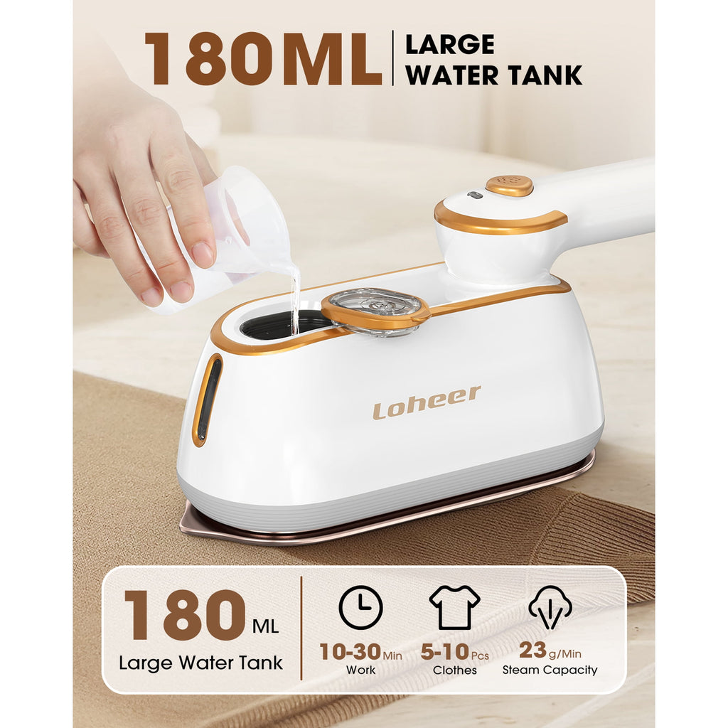 LOHEER Travel Steamer for Clothes, 1300W Portable Steam Iron, 15s Fast Heat-up, Clothes Steamer