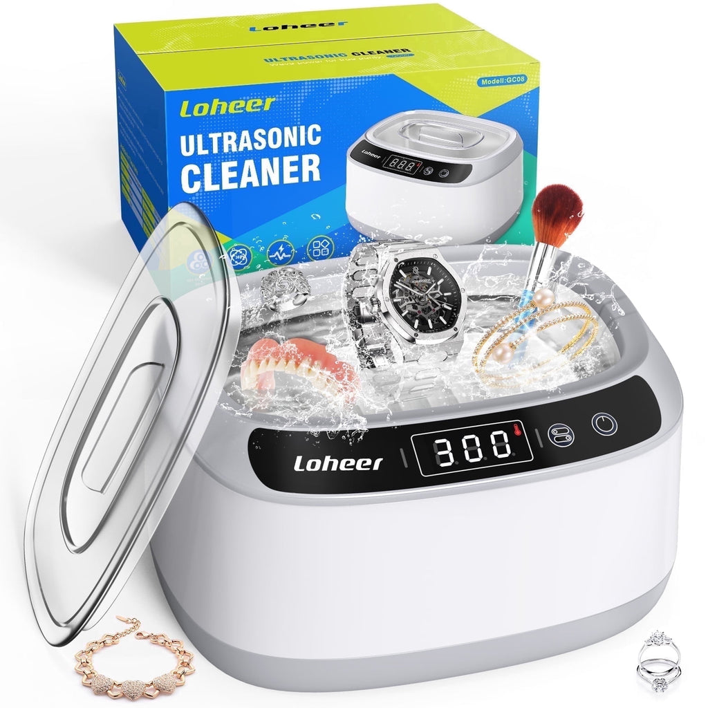 Loheer Ultrasonic Jewelry Cleaner, 23 oz 45KHz Ultrasonic Cleaner Machine with Digital Timer, 4 Cleaning Modes, for Jewelry, Glasses, Retainer, Watch Strap, Home and Travel Use