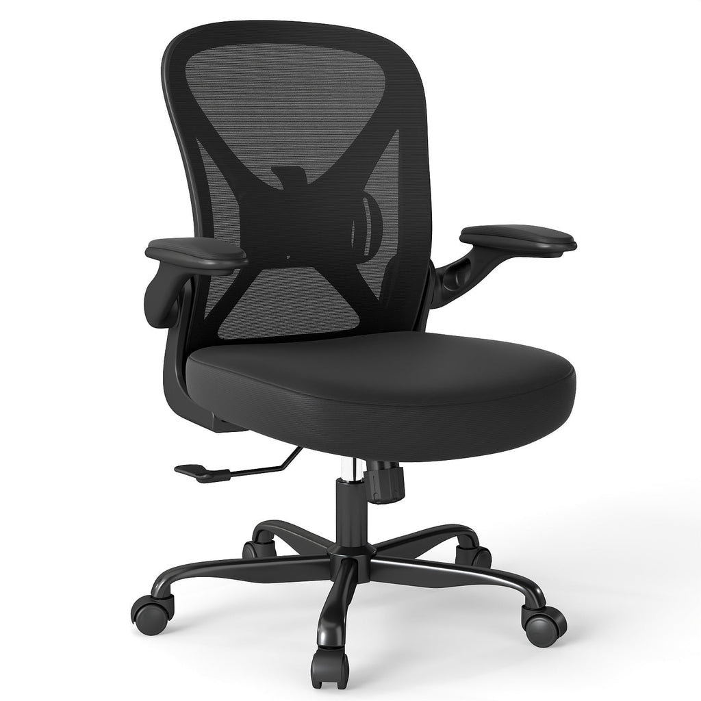 YERAIRR Office Chair, Ergonomic Desk Chair with Lumbar Support and Adjustable Armrests,Breathable Mesh Mid Back Computer Chair, Reclining Task Chair for Home Office, Black