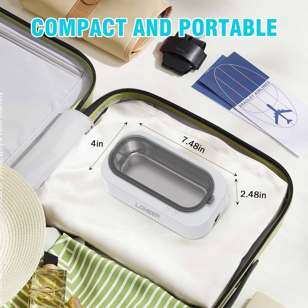 Loheer Ultrasonic Jewelry Cleaner, 12oz 48Khz Ultrasonic Cleaner for Rings, Glasses, Jewelry
